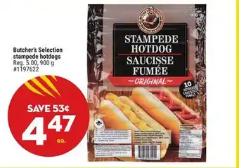 Giant Tiger Butcher's Selection stampede hotdogs offer