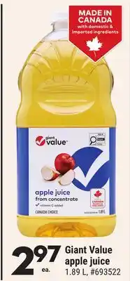 Giant Tiger Giant Value Apple Juice offer