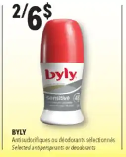 Familiprix BYLY Selected antiperspirants or deodorants offer