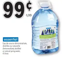 Familiprix Essentiel demineralized spring water 4L offer