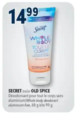 Familiprix SECRET, Whole body deodorant aluminium-free, 68 g to 99 g offer