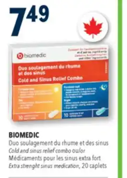 Familiprix BIOMEDIC Cold and sinus relief combo or Extra strength sinus medication 20 caplets offer