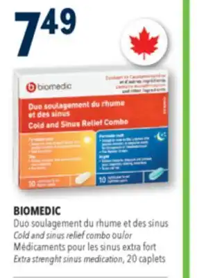 Familiprix BIOMEDIC Cold and sinus relief combo or Extra strength sinus medication 20 caplets offer