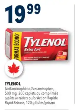 Familiprix TYLENOL Acetaminophen 500 mg 200 caplets or tablets or Rapid Release 120 gelcaps offer