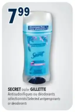 Familiprix SECRET Selected antiperspirants or deodorants offer