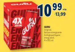 Familiprix GURU Original, Organic energy drink, 4 x 355 ml offer