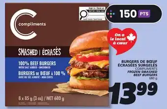 IGA COMPLIMENTS FROZEN SMASHED BEEF BURGERS offer