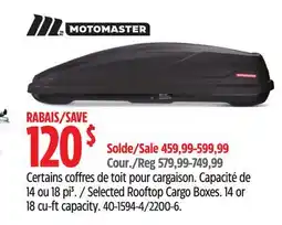 Canadian Tire MOTOMASTER Selected Rooftop Cargo Boxes offer