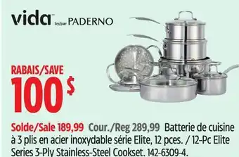 Canadian Tire Vida by PADERNO 12-Pc Elite Series 3-Ply Stainless-Steel Cookset offer