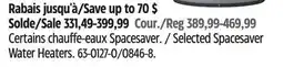 Canadian Tire Selected Spacesaver Water Heaters offer