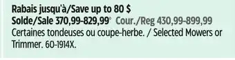 Canadian Tire EGO Selected Mowers or Trimmer offer