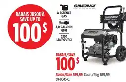 Canadian Tire Simoniz Platinum 3250 PSI 3.0 GPM Gas Pressure Washer with Extension W offer