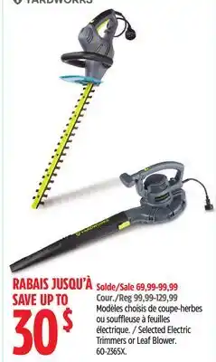 Canadian Tire Yardworks Selected Electric Trimmers or Leaf Blower offer