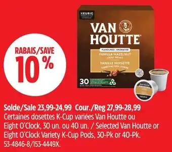 Canadian Tire Selected Van Houtte or Eight O'Clock Variety K-Cup Pods offer