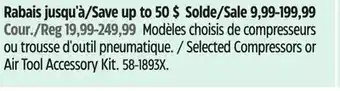 Canadian Tire Mastercraft Selected Compressors or Air Tool Accessory Kit offer