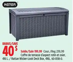 Canadian Tire Keter Rattan Wicker-Look Deck Box, 416L offer