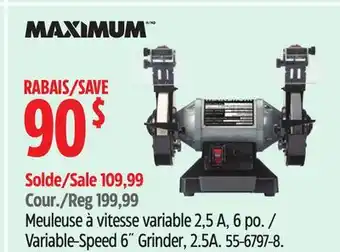 Canadian Tire Maximum Variable-Speed 6˝ Grinder offer