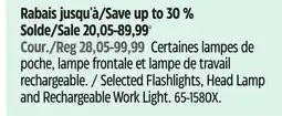 Canadian Tire Police Security Selected Flashlights, Head Lamp and Rechargeable Work Light offer