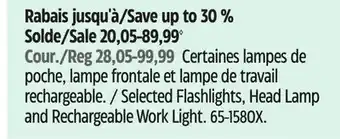 Canadian Tire Police Security Selected Flashlights, Head Lamp and Rechargeable Work Light offer