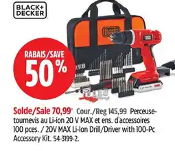Canadian Tire Black-Decker 20V MAX Li-Ion Drill/Driver with 100-Pc Accessory Kit offer