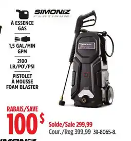 Canadian Tire Simoniz Platinum 2100 PSI 1.5 GPM Corded Cold Water Wheeled Brushed Electric Pressure Washer offer