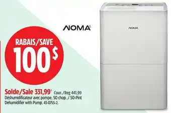 Canadian Tire NOMA 50-Pint Dehumidifier with Pump offer