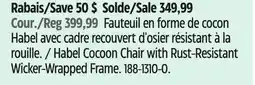 Canadian Tire Canvas Habel Cocoon Chair with Rust-Resistant Wicker-Wrapped Frame offer