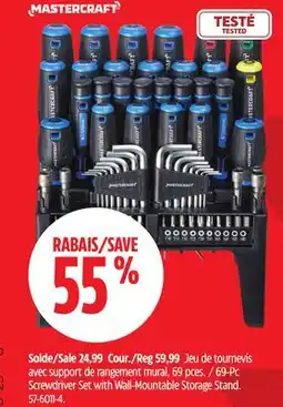 Canadian Tire MASTERCRAFT 69-Pc Screwdriver Set with Wall-Mountable Storage Stand offer