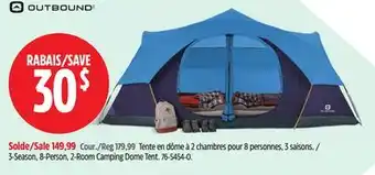 Canadian Tire Outbound 3-Season, 8-Person, 2-Room Camping Dome Tent offer