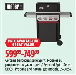 Canadian Tire Weber Selected Spirit Series BBQs offer
