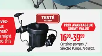 Canadian Tire Selected Pumps offer