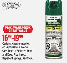 Canadian Tire Selected Deet and Deet-Free Insect Repellent Sprays offer