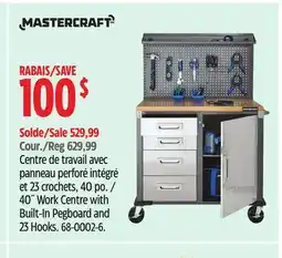 Canadian Tire MASTERCRAFT 40˝ Work Centre with Built-In Pegboard and 23 Hooks offer