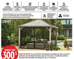 Canadian Tire Canvas Coastline Taupe Steel & Aluminum Hard-Top Gazebo wit Netting offer
