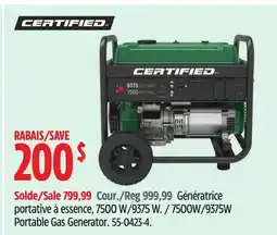 Canadian Tire Certified 7500W/9375W Portable Gas Generator offer