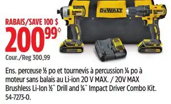 Canadian Tire 20V MAX Brushless Li-Ion 1⁄2˝ Drill and 1⁄4˝ Impact Driver Combo Kit offer