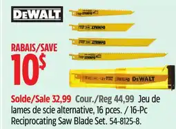 Canadian Tire Dewalt 16-Pc Reciprocating Saw Blade Set offer