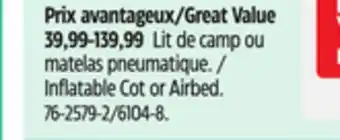 Canadian Tire Outbound Inflatable Cot or Airbed offer