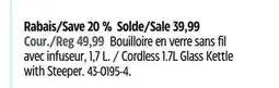 Canadian Tire Master Chef Cordless 1.7L Glass Kettle with Steeper offer