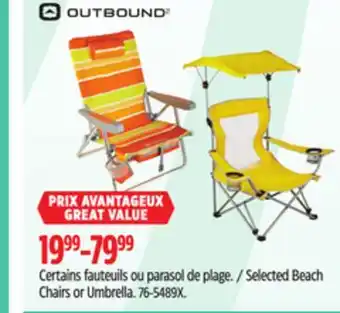 Canadian Tire Selected Beach Chairs or Umbrella offer