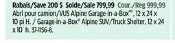 Canadian Tire Shelterlogic Garage-in-a-Box Alpine SUV/Truck Shelter, 12 x 24 x 10´ h offer