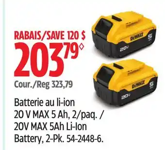 Canadian Tire DEWALT 20V MAX 5Ah Li-Ion offer