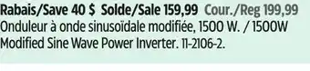 Canadian Tire MotoMaster 1500W Modified Sine Wave Power Inverter offer