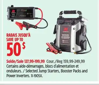 Canadian Tire MotoMaster Selected Jump Starters, Booster Packs and Power Inverters offer