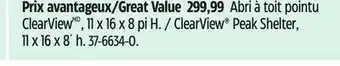 Canadian Tire ClearView Peak Shelter offer