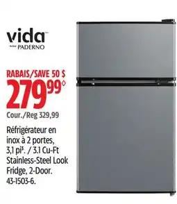 Canadian Tire Vida by PADERNO 3.1 Cu-Ft Stainless-Steel Look Fridge, 2-Door offer
