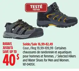 Canadian Tire Outbound Selected Hikers and Water Shoes for Men and Women offer