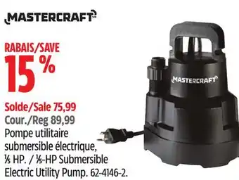 Canadian Tire Mastercraft 1⁄5-HP Submersible Electric Utility Pump offer