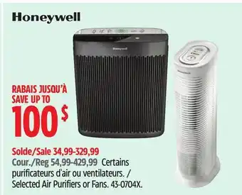 Canadian Tire Honeywell Selected Air Purifiers or Fans offer