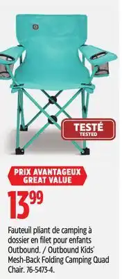 Canadian Tire Outbound Kids' Mesh-Back Folding Camping Quad Chair offer